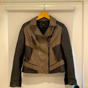 Laundry slim fitting biker leather jacket